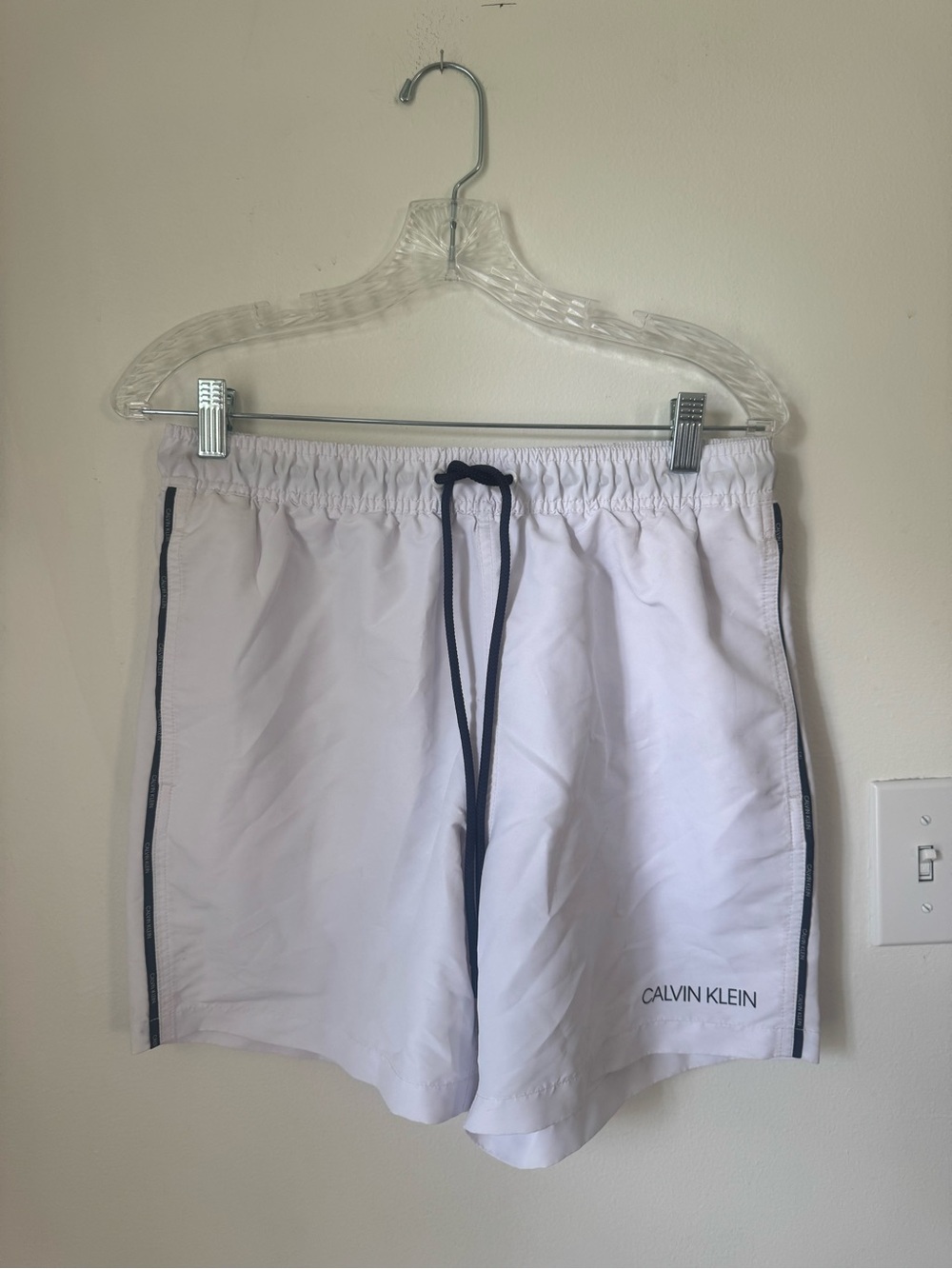 Calvin Klein White Athletic Shorts with Black Trim